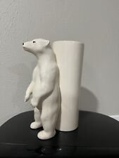 Alaskan Treasures By Bernice Of Anchorage White Ceramic Polar Bear Vase picture