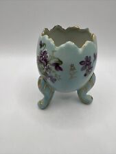 Vintage Blue Floral Egg Vase Three Footed picture
