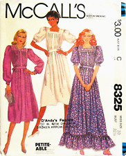 1980'S MCCALL PATTERN 8325 DRESS 2 LENGTHS FRONT PLEATS SQUARE NECK RUFFLE SZ 10 picture