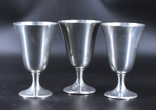 Vintage Stieff Pewter P55 Set of 3 Goblets Wine Glasses Chalices 6