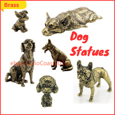 Brass Cute Dog Figurine Statue Puppy Miniature Realistic Animal Collectible Deco picture