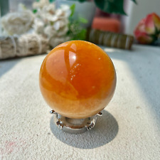 Natural orange calcite crystal ball reiki healing home decor 21th 280g 58mm picture