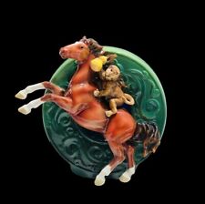 Rare Franz Porcelain Horse Figurine Monkey Riding Hand Painted COA Box picture