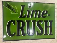 Vintage Lime Crush Soda Tin Sign Not Orange. Original Rare 14x19.5 NOS Glossy picture