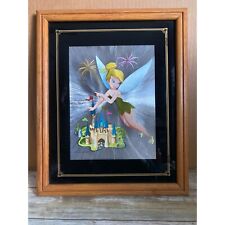 1980s Disney Tinkerbell Dufex Print Silver Foil Art 8 x 10 w/Wooden Frame picture