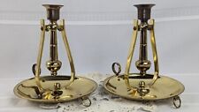 Vintage Brass Wall Sconce Maritime Nautical Gimbal Swinging Candle Holder Pair picture
