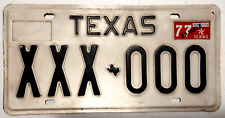 Vintage 1977 Texas Sample License Plate XXX-000 picture