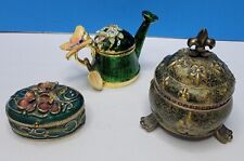 3 Small Bejeweled Trinket Boxes. picture