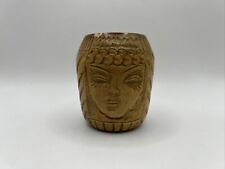 Unique Hand Carved Wooden Face Cup Container Pencil Holder picture