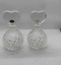 Two  Teleflora  Japan 1970s Glass Crystal Swirl & Heart Stopper Perfume Bottles picture