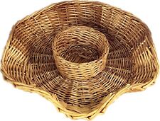 Woven Scalloped Wicker Basket Chip & Dip Serving Tray picture