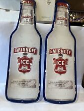 LARGE 2 Feet Smirnoff Ice Malt Beverage Bottle Shaped Tin Tacker Signs Lot Of 2 picture