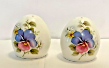 Vtg.Sanford Salt & Pepper Shakers Floral Pattern Egg Shaped Excellent Condition picture