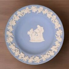 Wedgwood Blue and White Jasperware VTG Round Trinket Dish England Cherubs Angels picture