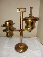 RARE DECORATED  B & H KEROENE OIL BRASS  PARLOR TABLE STUDENT LAMP--P & A Burner picture