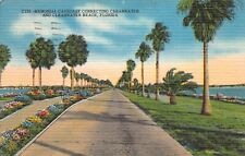 Clearwater Beach FL Florida Memorial Causeway Bridge Linen Vtg Postcard P10 picture