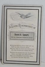 1894 Memorial Cabinet Card David A. Spears Death Remembrance picture