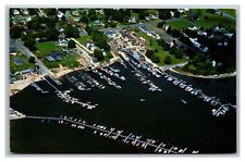 Niantic, CT Connecticut Aerial View Docking Facilities at River Chrome Postcard  picture
