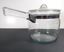 Pyrex Vintage Flameware Pot & Lid 2 Quart 2 Litre Stainless Steel Glass Handle picture