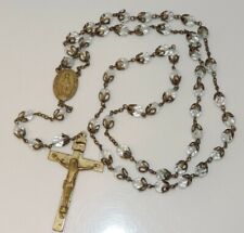 Vintage Clear Faceted Glass Bead Rosary Crucifix Cross 6n 7 picture
