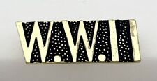 W.W.II Letters Gold Tone Script Lapel Pin Gold Toned Single Post Clutch Back picture