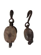 2 Antique Wooden Snatch Block Double Pulleys Farm Tool Nautical Ship Barn Yard picture