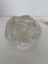Vintage Clear Snowball Glass Heavy Votive Candle Holder picture