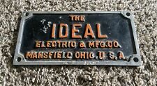 Vintage Rare Early IDEAL ELECTRIC Sign Mansfield Ohio DC Motors Advertising  picture