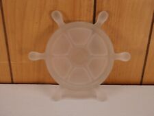 Vintage Frosted Glass Ship Wheel Ashtray Nautical picture