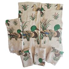 Vintage Cannon Towels Duck In Pond Theme Green, Brown, Beige Set Of 6 Towels picture