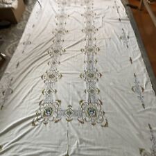 Vintage   Banquet Tablecloth Cross Stitch  Roses Flowers 🌺 Net. 135x63 picture