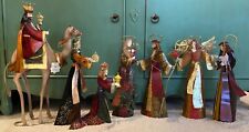 RARE Nativity Scene The Bombay Co. Full 7 Piece Metal Colorful Shiny Detailed picture