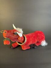 Vintage Red Bobble head Nodder Bull Flock  With Rose ~10” X 5” picture