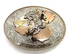 Rare Edward H Bohlin 22k/14k Gold And Silver China Rodeo Belt Buckle 03/050 picture