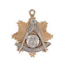 Yellow Gold Blue Lodge Past Master Fob Pendant - 14k Men's Masonic picture