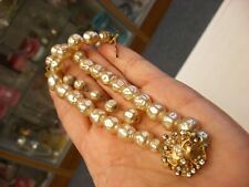 Vintage Faux Pearl & Rhinestone Necklace #A175 picture