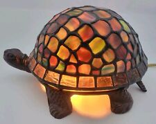 Tiffany Style Turtle Stained Glass Lamp Night Light Vintage - Blue Multi Colored picture