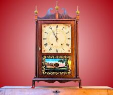 Rare 1830s Seth Thomas Pillar & Scroll mantel clock painting Colonnade Row NYC picture