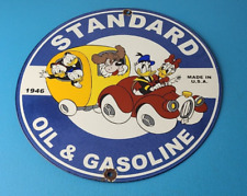 Vintage Standard Gasoline Sign - Porcelain Walt Disney Gas Ducks Pump Plate Sign picture