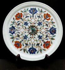 10 Inches Marble Decorative Plate Gemstone Inlay Work Table Decor Plate for Home picture