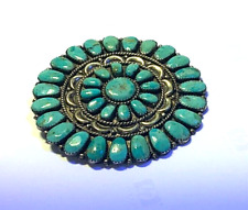 LARGE NAVAJO STERLING SILVER TURQUOISE Pin/Pendant 3