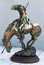 Large End of Trail Bronze Finish Native American Warrior On Horse Figurine picture