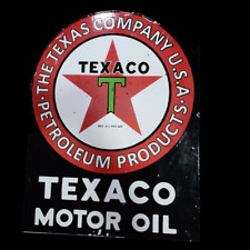 TEXACO FLANGE 2 SIDED PORCELAIN ENAMEL SIGN 21 X 27 INCHES picture