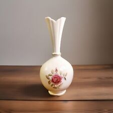 Vintage LENOX Bud Vase Rhodora Pattern Cream with Rose & Gold Trim picture