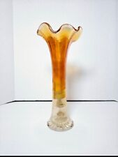 Imperial Vintage Carnival Marigold Glass Ripple Pattern Swung Vase 10