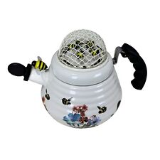 MM Kamenstein BUMBLE BEE tea kettle teapot RARE Metal Spin Spinning Bees picture