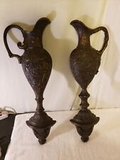 MCM HOMCO/DART EWER PITCHER Black&Gold PAIR OF WALL HOLLYWOOD REGENCY PLAQUES picture