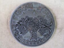 Obsidian mirror with Laser Engraved Aztec Calendar picture