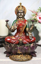 Beautiful Large Hindu Goddess Lakshmi Sitting On Lotus Flower Statue 12.25