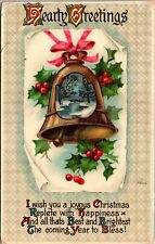 VINTAGE POSTCARD HEARTY CHRISTMAS GREETINGS GLOSSY-TYPE (1924?) U.K. picture